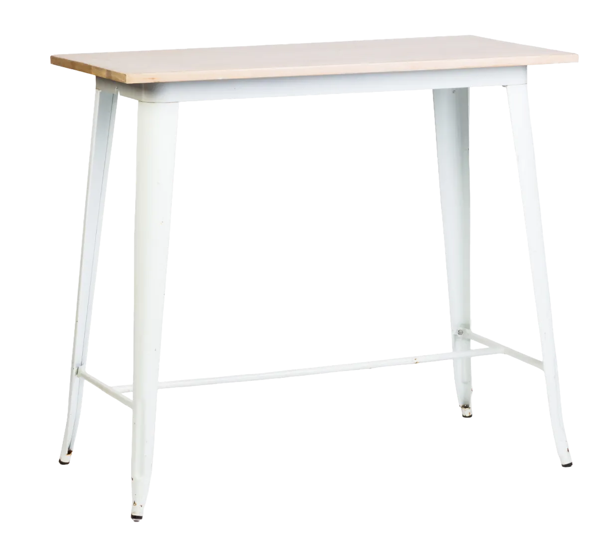Timber Tolix Bar Table – Rectangular (White Base)