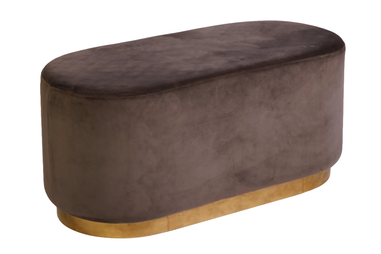 Velvet Brass Ottoman Bench (Grey)